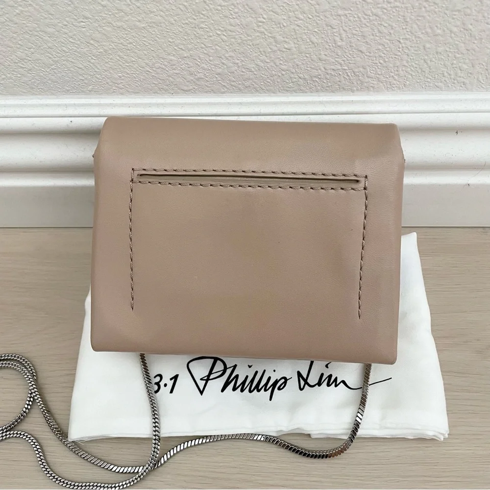 3.1 Phillip Lim Micro Alix Chain crossbody clutch flap bag in beige